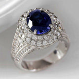 Blue Sapphire Gemstone Ring for Women Wedding Jewelry