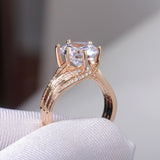 Brilliant Women Zircon Ring Gold Engagement Bridal Jewelry