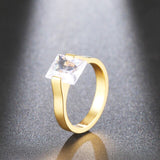 Classic Zircon Ring Wedding For Women Stainless Steel Fine Jewelry