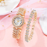 Luxury Rose Gold Watch Quartz Wristwatch Bracelet Diamond Jewelry