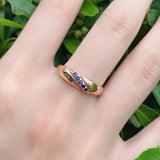 NATURAL BLUE ZIRCON RING FOR WOMEN 585 ROSE GOLD ETHNIC WEDDING JEWELRY