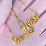 Personalized Name Necklace 18K Yellow Gold Women Men Jewelry