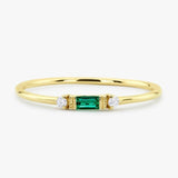 Green Emerald Gemstone Ring For Women 10K Yellow Gold Wedding Jewelry