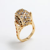 Unique White Paved Zircon Engagement Ring Gold Party Wedding Jewelry