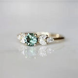 Emerald Zircon Engagement Gemstone Ring Women 925 Silver Jewelry