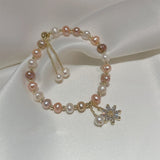 Baroque Freshwater Pearl Bracelet Zircon Flower Bangles For Women Jewelry
