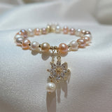Baroque Freshwater Pearl Bracelet Zircon Flower Bangles For Women Jewelry