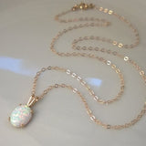 Natural White Opal Pendant Necklace Chain Women Jewelry