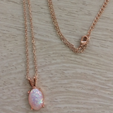 Natural White Opal Pendant Necklace Chain Women Jewelry