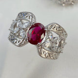 2 Carat Natural Ruby Crown Ring Woman S925 Sterling Silver Fine Jewelry