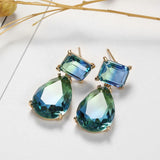Green Tourmaline Gemstone Drop Earrings Gold Women Wedding Jewelry
