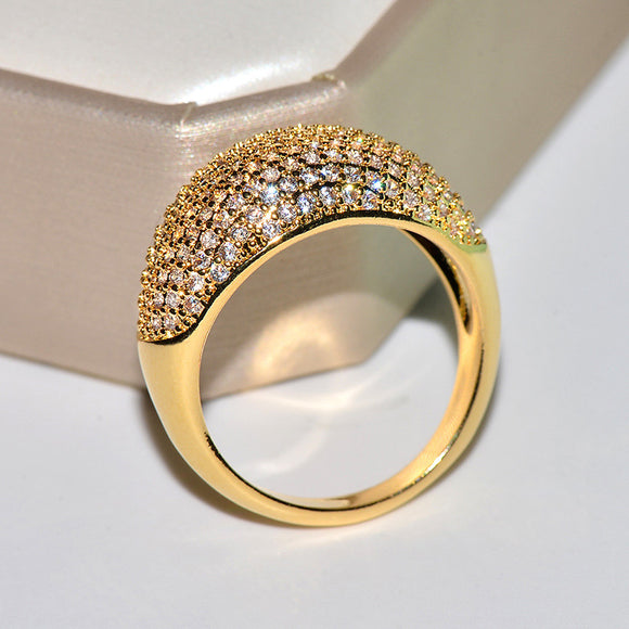 Luxury Full Diamond Wedding Ring 18k Gold for Women Fine Jewelry Party