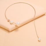 Elegant White Pearl Chain Necklace For Women Wedding Jewelry Collar