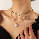 Elegant White Pearl Chain Necklace For Women Wedding Jewelry Collar