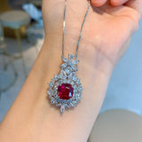 Ruby Gemstone Jewelry Sets for Women Earrings Pendant Necklace