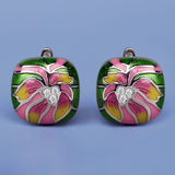 Ethnic Flower Enamel Earrings For Women Handmade Party Jewelry