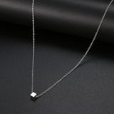 Square Cube Pendant Chain Necklace Stainless Steel Choker For Women Jewelry