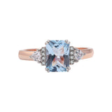 Blue Topaz Gemstone Ring Rose Gold For Women Wedding Jewelry