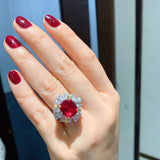 Ruby Gemstone Lab Diamond Engagement Ring for Women Fine Jewelry