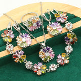 Luxury Flower Zircon Jewelry Set For Women Gold Wedding Jewelry Set