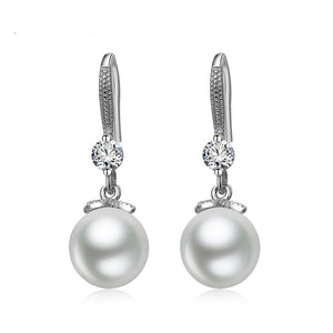 Luxury Pearl Dangle Earrings 925 Silver For Women Engagement Jewelry