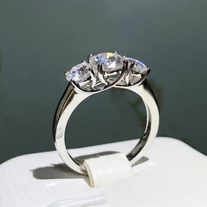 3 Stones Diamond Ring 2Ct Engagement for Women Fine Jewelry