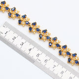 Blue Flower Sapphire Jewelry Sets 18K Gold for Women