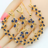Blue Flower Sapphire Jewelry Sets 18K Gold for Women
