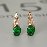 Oval Zircon Gemstone Hoop Earrings Rose Gold Engagement For Women Jewelry