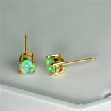 Vintage Fire Opal Stud Earrings For Women 14K Yellow Gold Wedding Jewelry