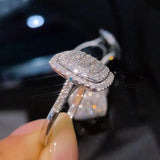Shiny Bling Zircon Engagement Ring for Women Siliver Wedding Jewelry