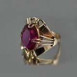 Vintage Red Ruby Engagement Ring Rose Gold Wedding Women Jewelry