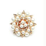 Big White Pearl Flower Ring WomenZircon Engagement Party Jewelry