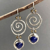 Vintage Silver Resin Gemstone Drop Earrings For Women Tribal Jewelry