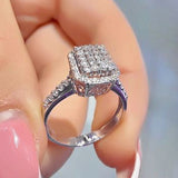 Simple Square Sapphire Ring for Women Engagement Jewelry