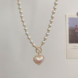 Freshwater Pearl Beads Pendent Necklace For Women Shell Heart Jewelry