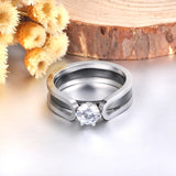 Towtone Silver Ceramic Engagement Ring For Women Wedding Jewelry