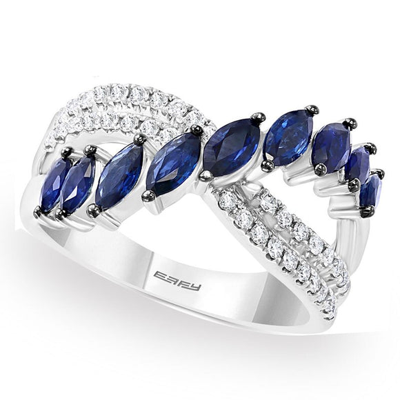  Inlaid Blue Sapphire Silver Ring for Women Party Jewelry