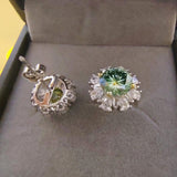1CT Green Moissanite Stud Earrings S925 Sterling Silver Wedding Jewelry