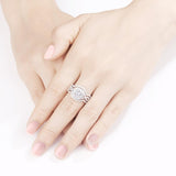 Luxury White Sapphire Engagement Ring Set Wedding For Women Jewelry