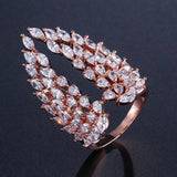 Angel Wings Feather Engagement Ring Rose Gold Wedding Jewelry for Women