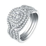 Luxury White Sapphire Engagement Ring Set Wedding For Women Jewelry
