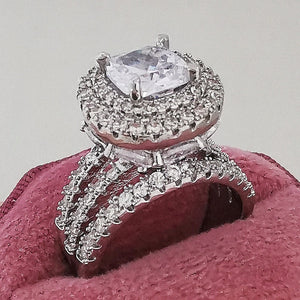 Vintage Engagement Ring Retro Silver for Women Wedding Jewelry