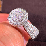 Dazzling Inlaid Engagement Ring for Women Silver Wedding Band Jewelry