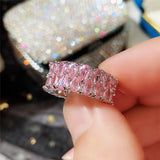 Eternity Sapphire Promise Ring Women Daily Wear Wedding Jewelry