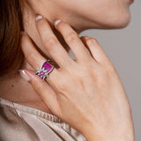 Blue Zircon Inlay Flower Engagement Ring Women Wedding Jewelry