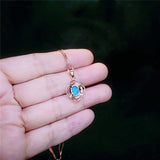 Opal Flower Pendant Necklace For Women Rose Gold Wedding Jewelry