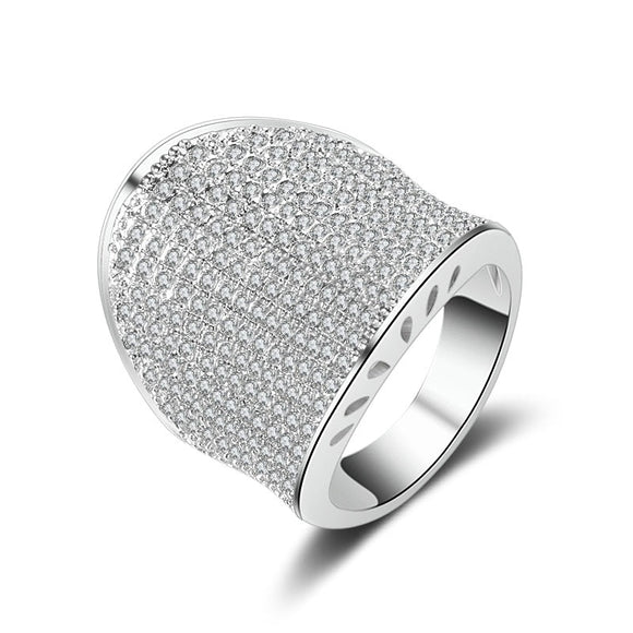 White Gemstone Zircon Ring S925 Silver Engagement Wedding Jewelry