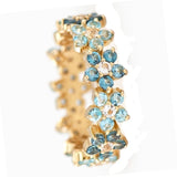 Exquisite Blue Aquamarine Flower Ring for Women Wedding Anniverssary Jewelry