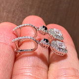 Luxury Black Engagement Dangle Earrings Zircon Wedding for Women Jewelry